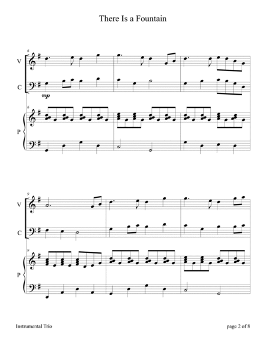 There Is a Fountain (for Violin and Cello Duet with Piano accompaniment) Piano Trio scores gallery preview page 6