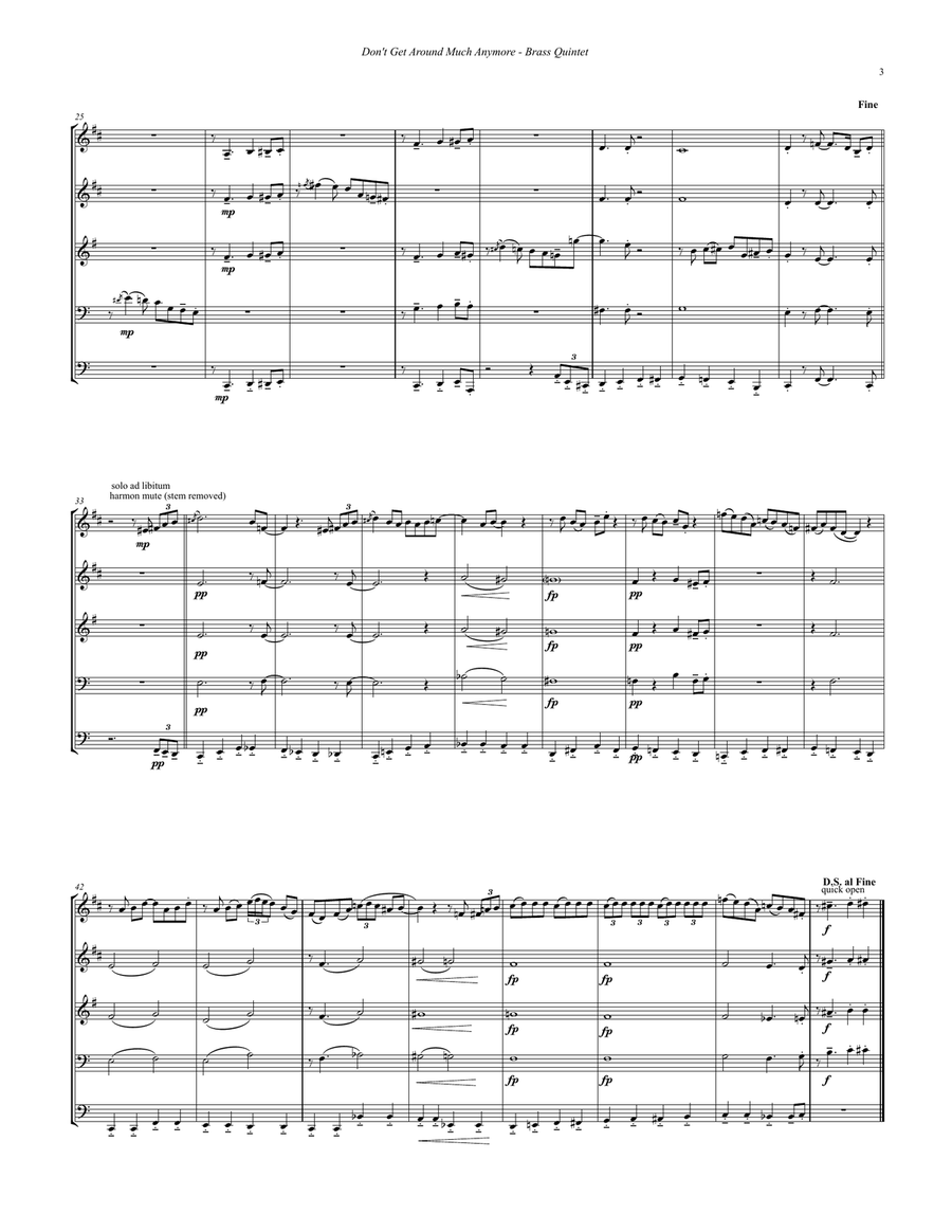 Don't Get Around Much Anymore Brass Ensemble scores gallery preview page 3