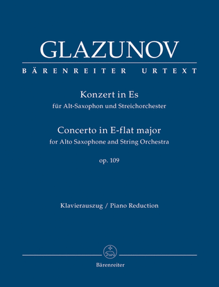 Book cover for Concerto for Alto-Saxophone and String Orchestra E flat major op. 109