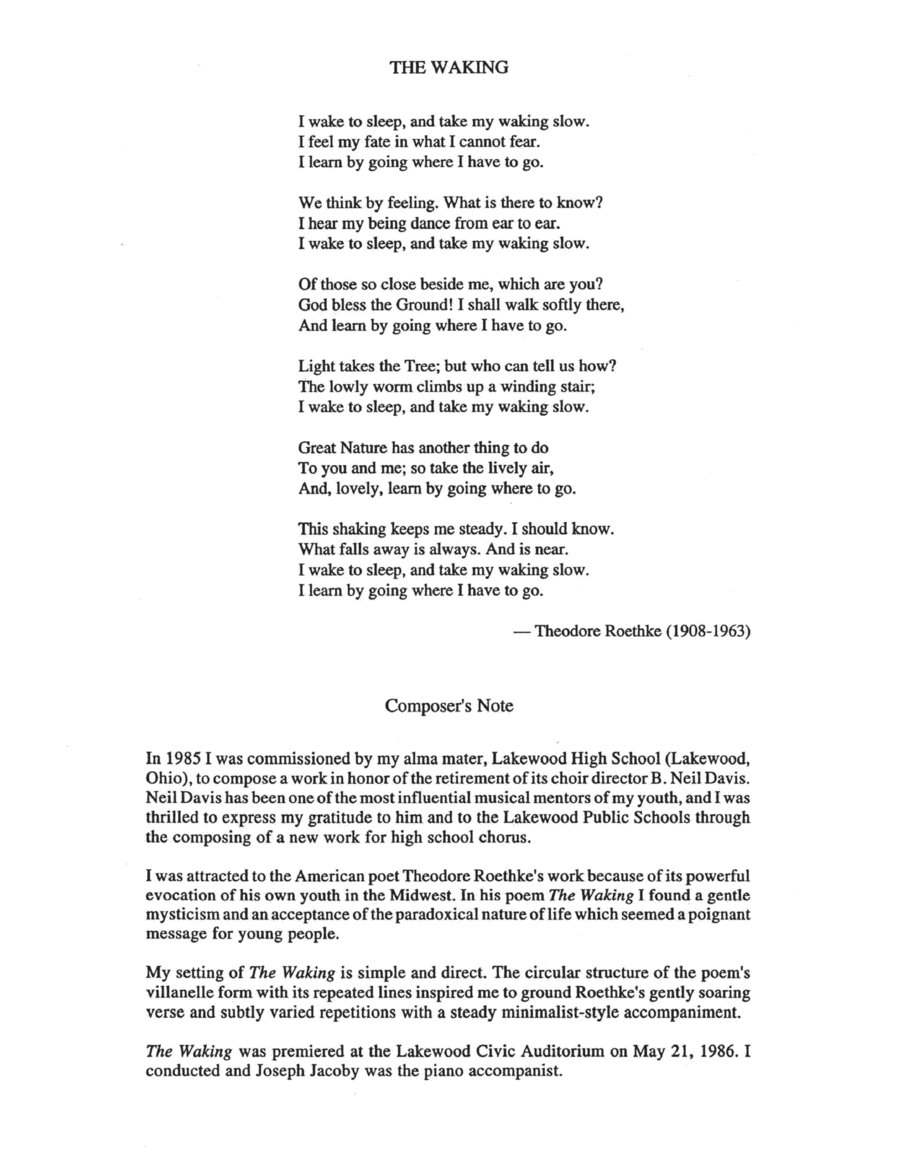 The Waking 4-Part scores gallery preview page 1