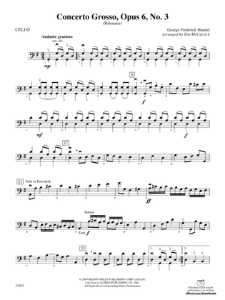 Concerto Grosso, Opus 6, No. 3 (Polonaise): Cello