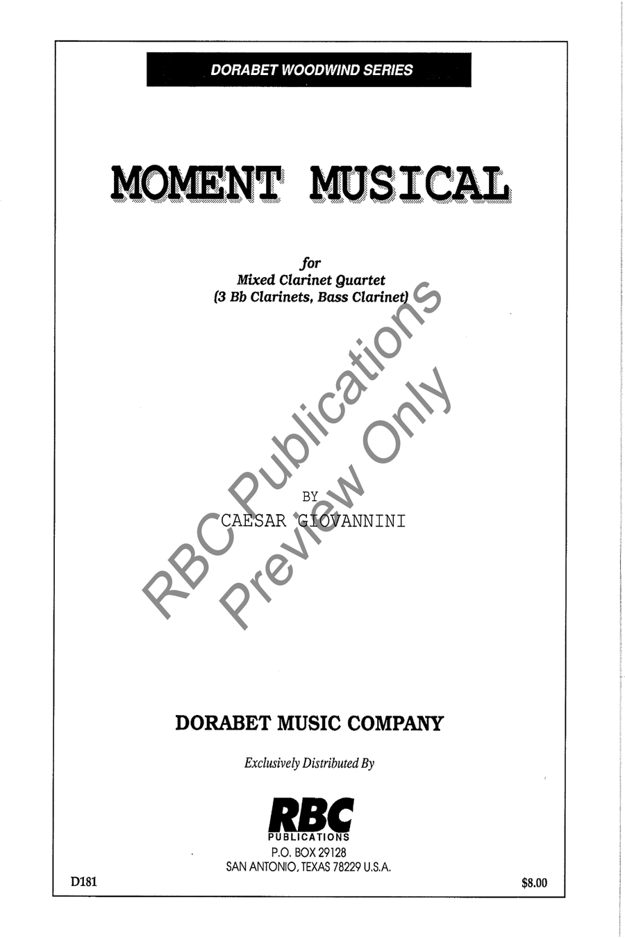 Moment Musical Mixed Clarinet Quartet Clarinet Quartet scores gallery preview page 2
