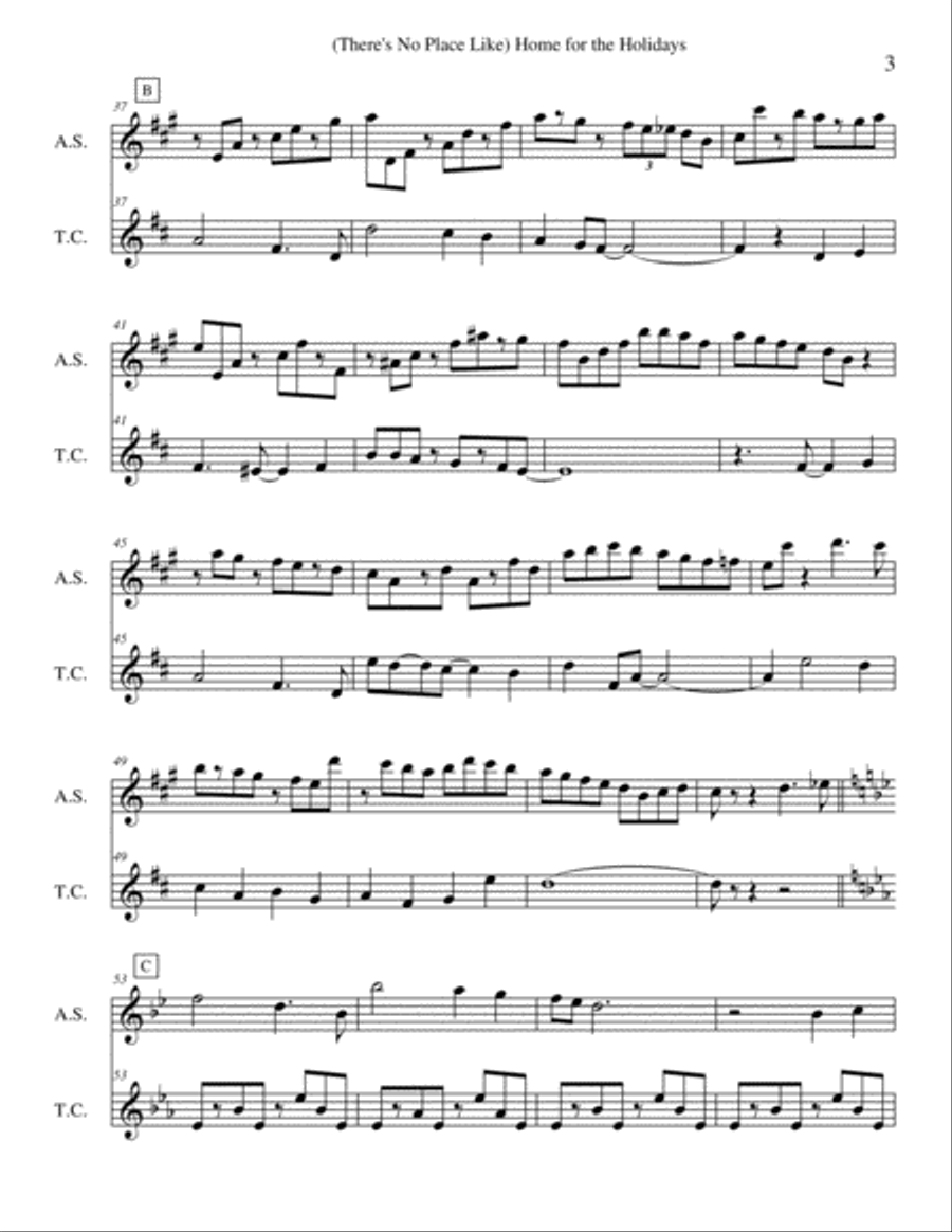 (There's No Place Like) Home For The Holidays Woodwind Duet scores gallery preview page 3