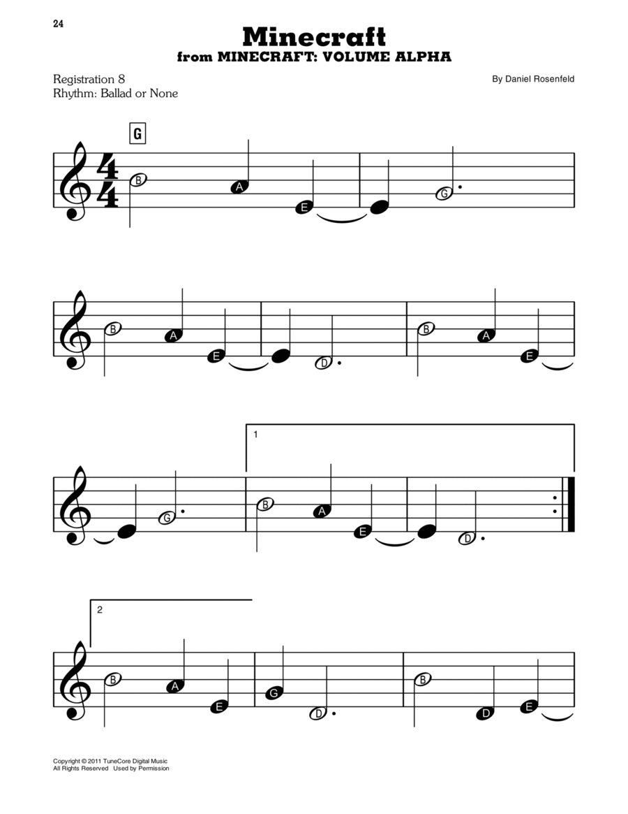 Minecraft Easy Piano scores gallery preview page 1