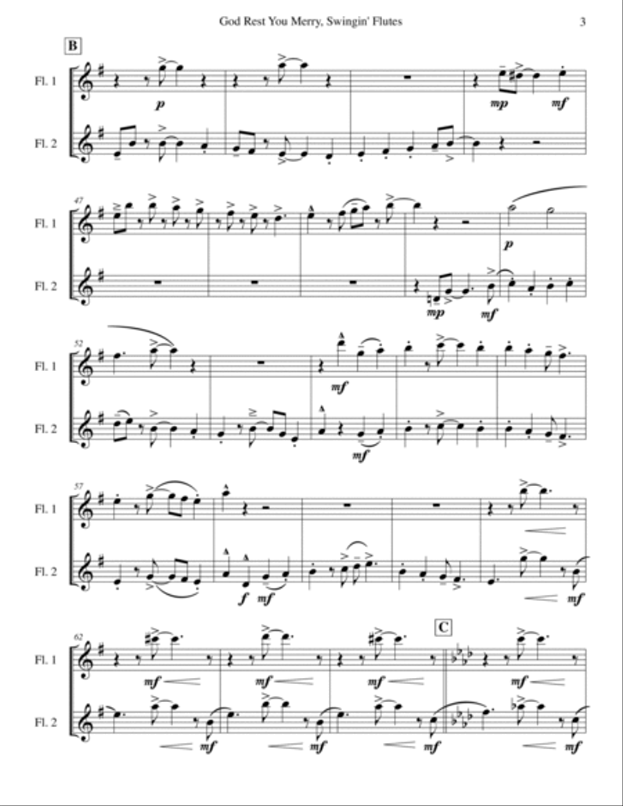God Rest You Merry, Gentlemen (Flute Duet) Flute Duet scores gallery preview page 3