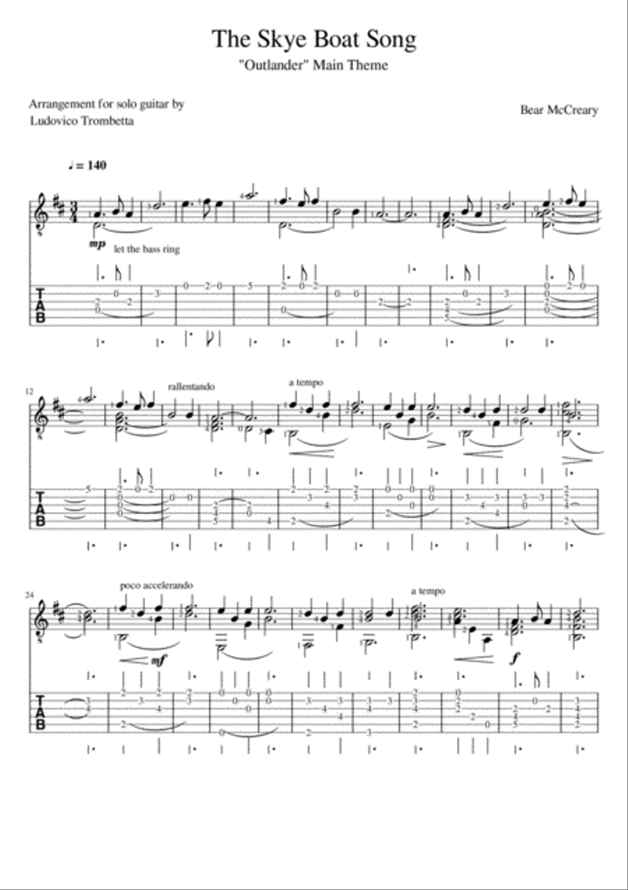 Outlander Guitar Solo scores gallery preview page 1