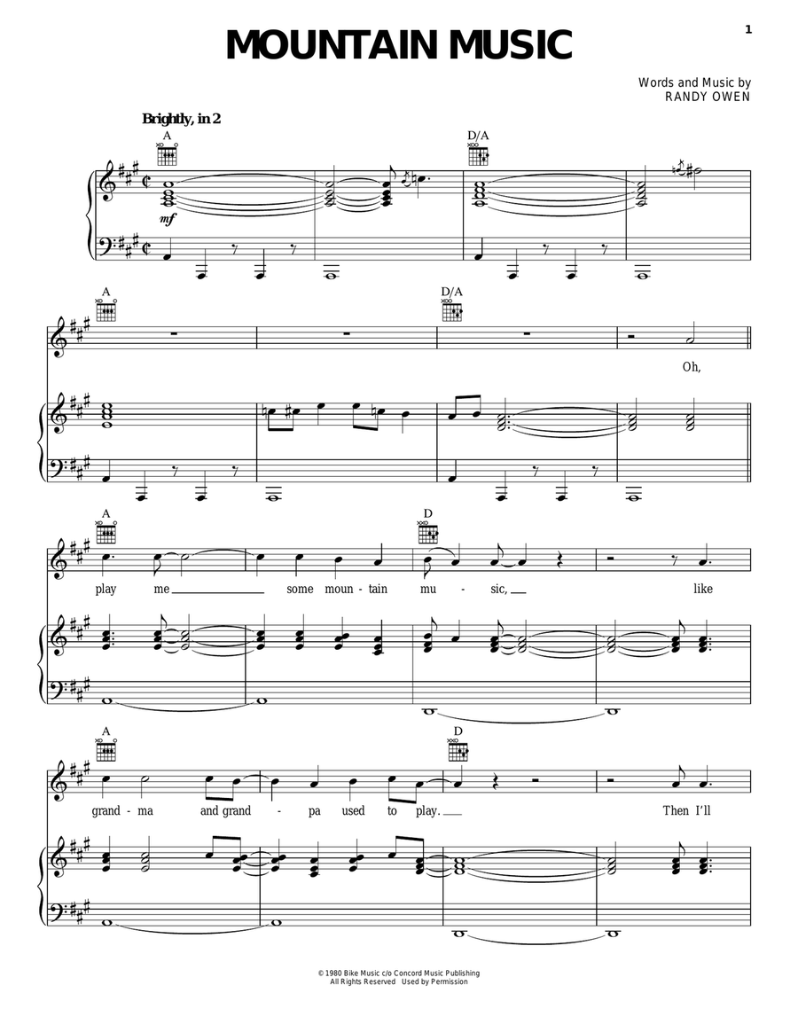 Mountain Music Mountain Music Piano, Vocal, Guitar scores gallery preview page 1
