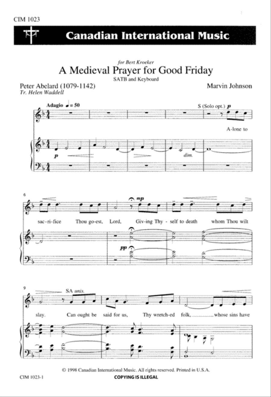 A Medieval Prayer for Good Friday 4-Part scores gallery preview page 2