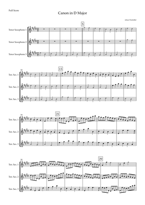 Canon in D Major (Johann Pachelbel) for Tenor Saxophone Trio