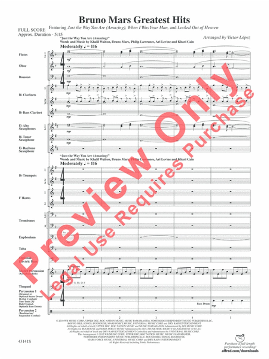 Bruno Mars Greatest Hits Concert Band scores gallery preview page 4