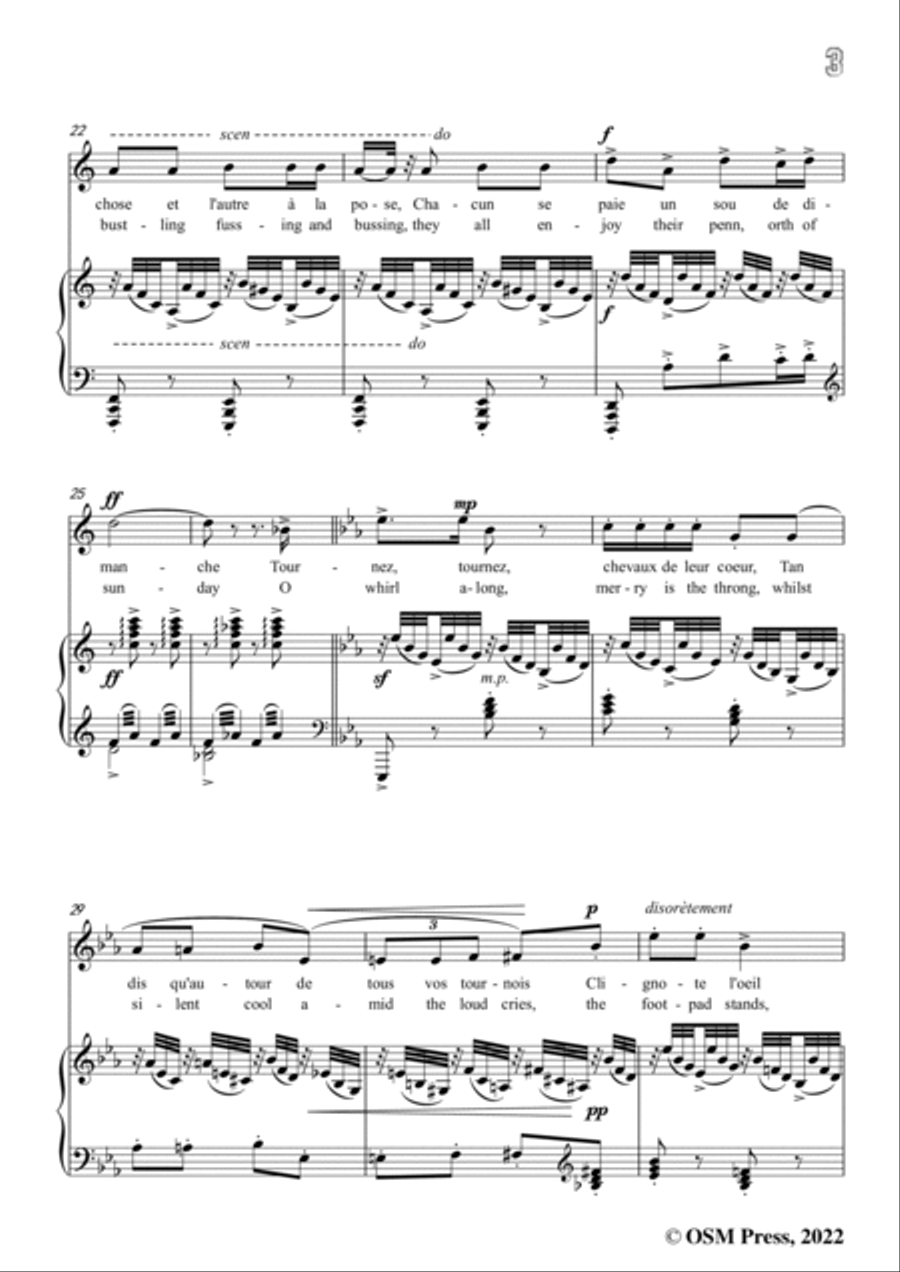Debussy--Paysages belges(Chevaux de bois),CD 63 No.4,in E Major,from 'Ariettes oubliées,CD 63',for V Voice scores gallery preview page 5