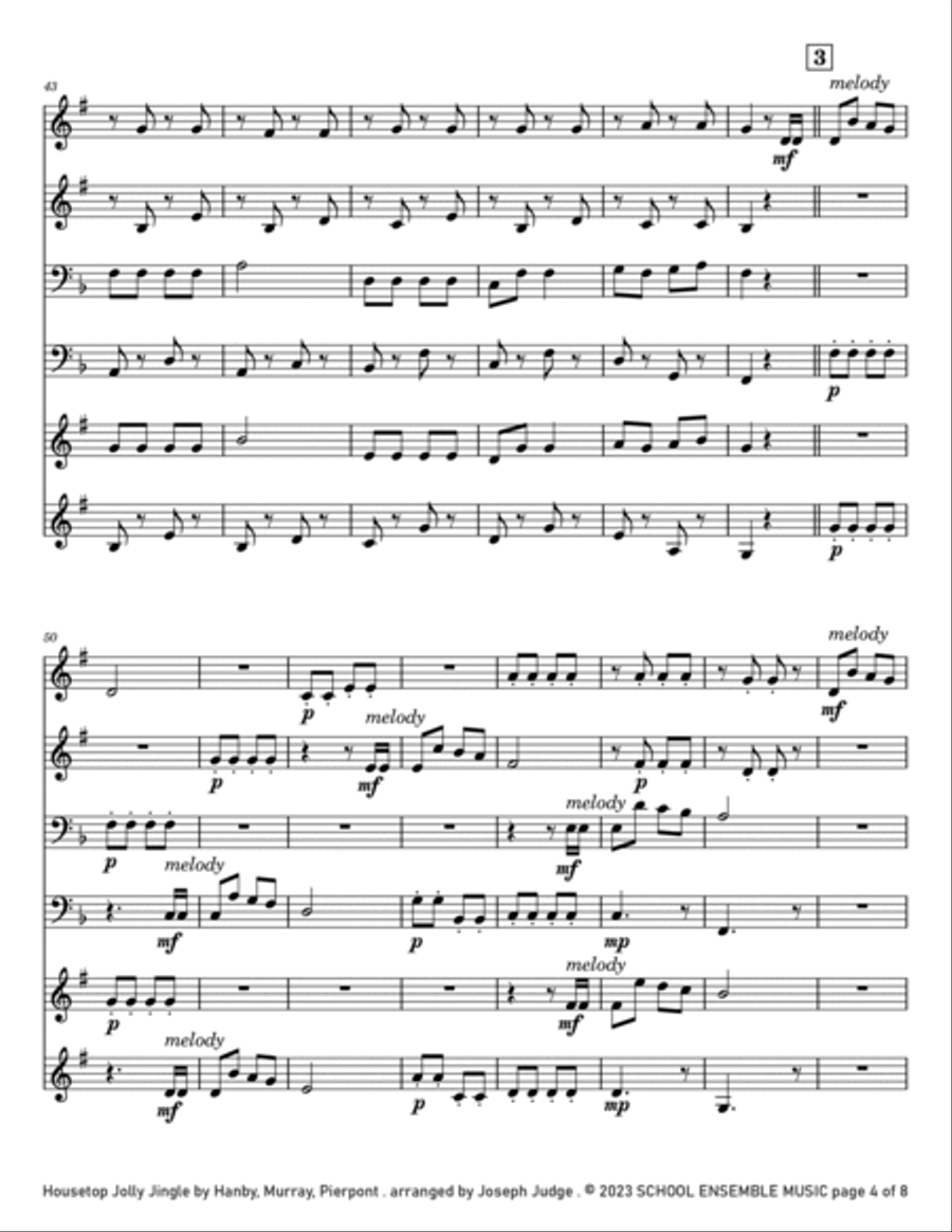 Housetop Jolly Jingle for Brass Quartet in Schools Brass Quartet scores gallery preview page 4