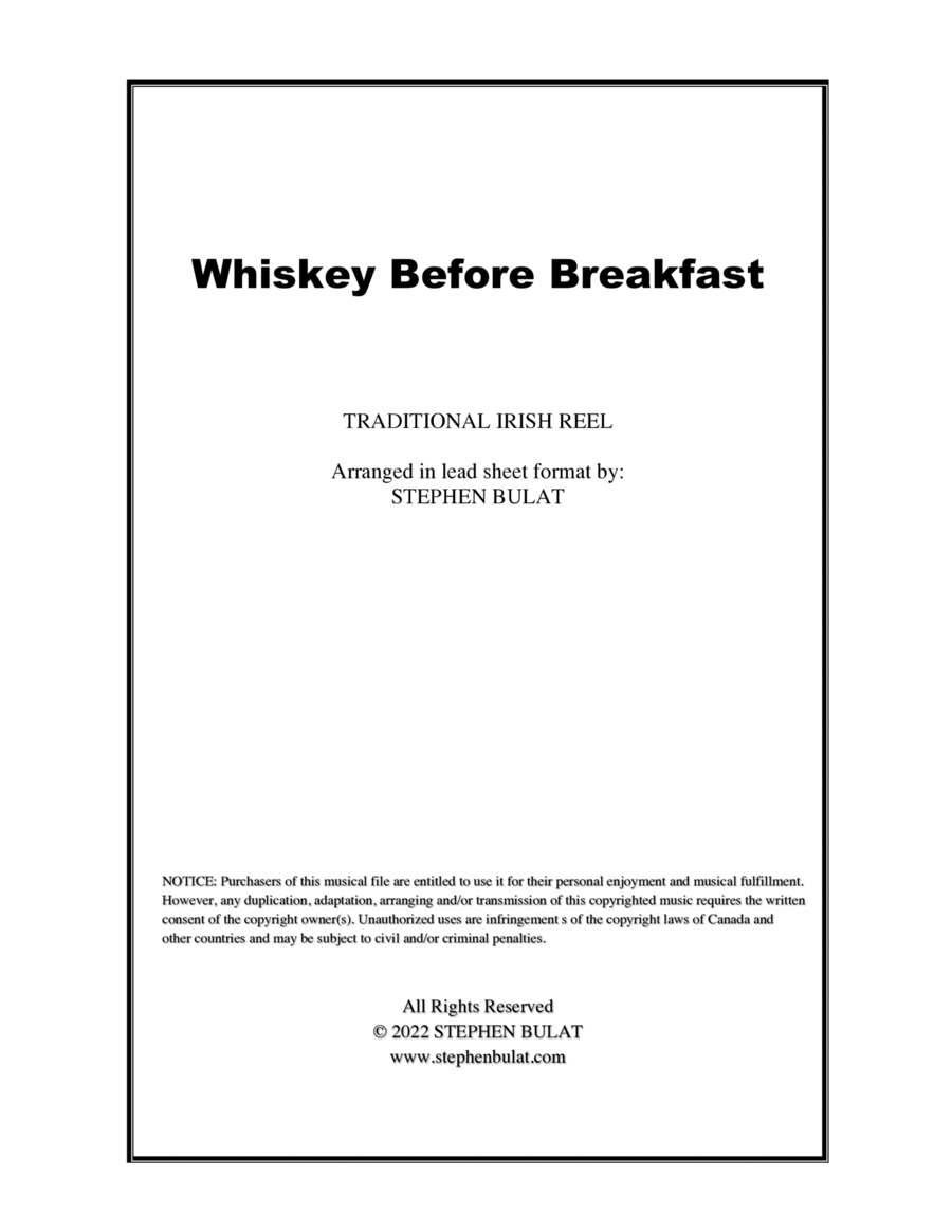Whiskey Before Breakfast (Irish Traditional) - Lead sheet (key of E) Large Ensemble scores gallery preview page 1