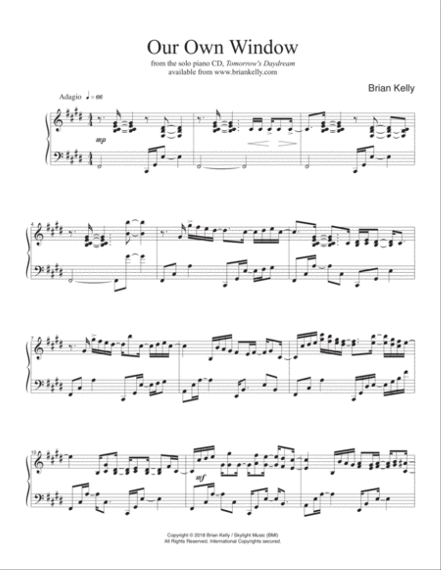 Our Own Window Piano Solo scores gallery preview page 1