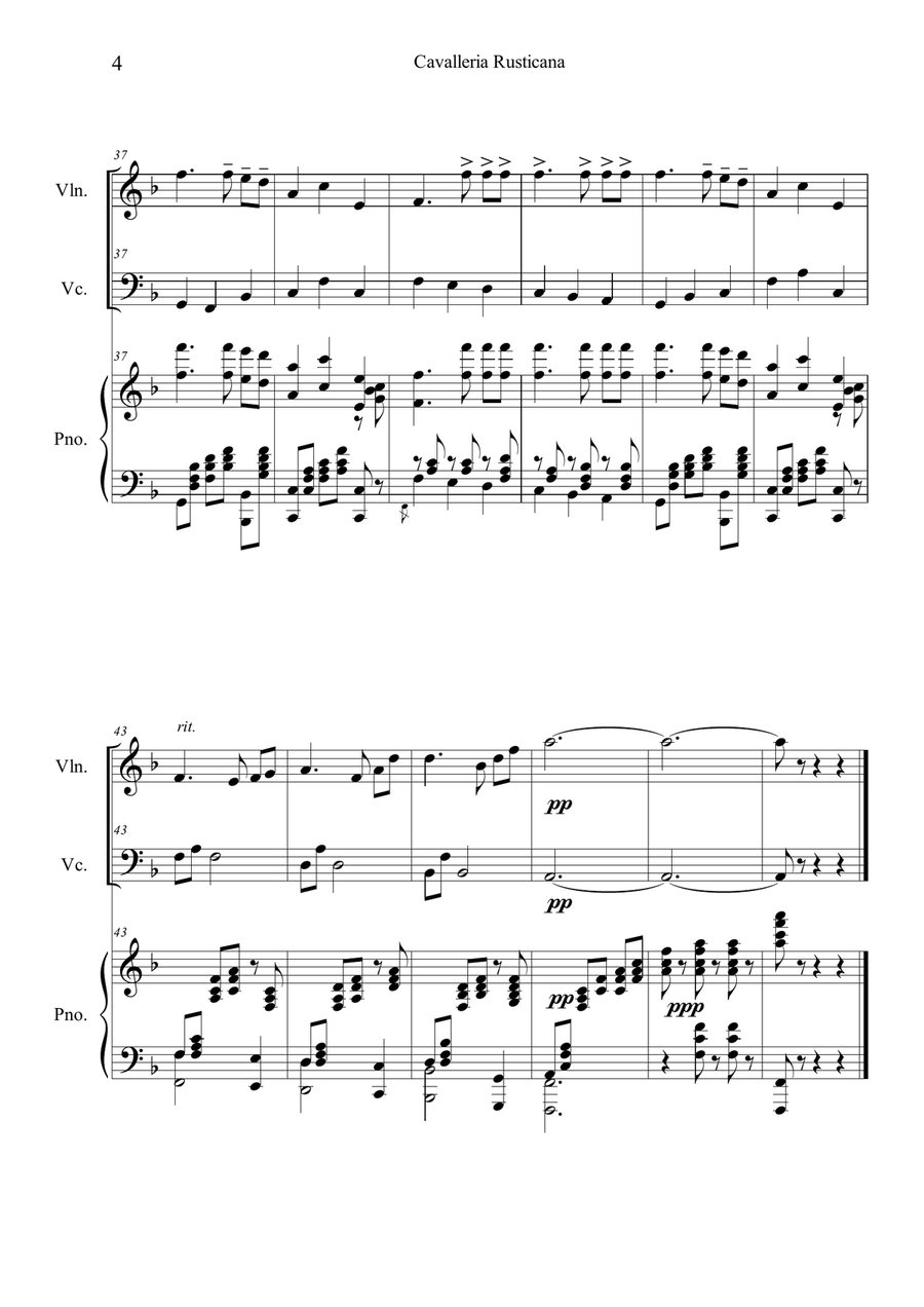Cavalleria Rusticana by Pietro Mascagni Piano Trio - Digital Sheet Music page 4
