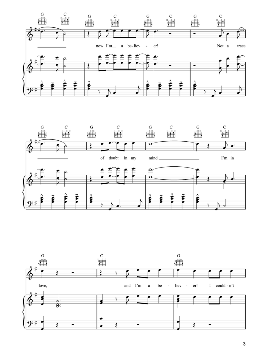 I'm A Believer Piano, Vocal, Guitar scores gallery preview page 3