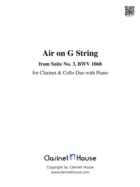 Bach:Air on the G String for Piano Trio (Clarinet in Bb & Cello) image number null