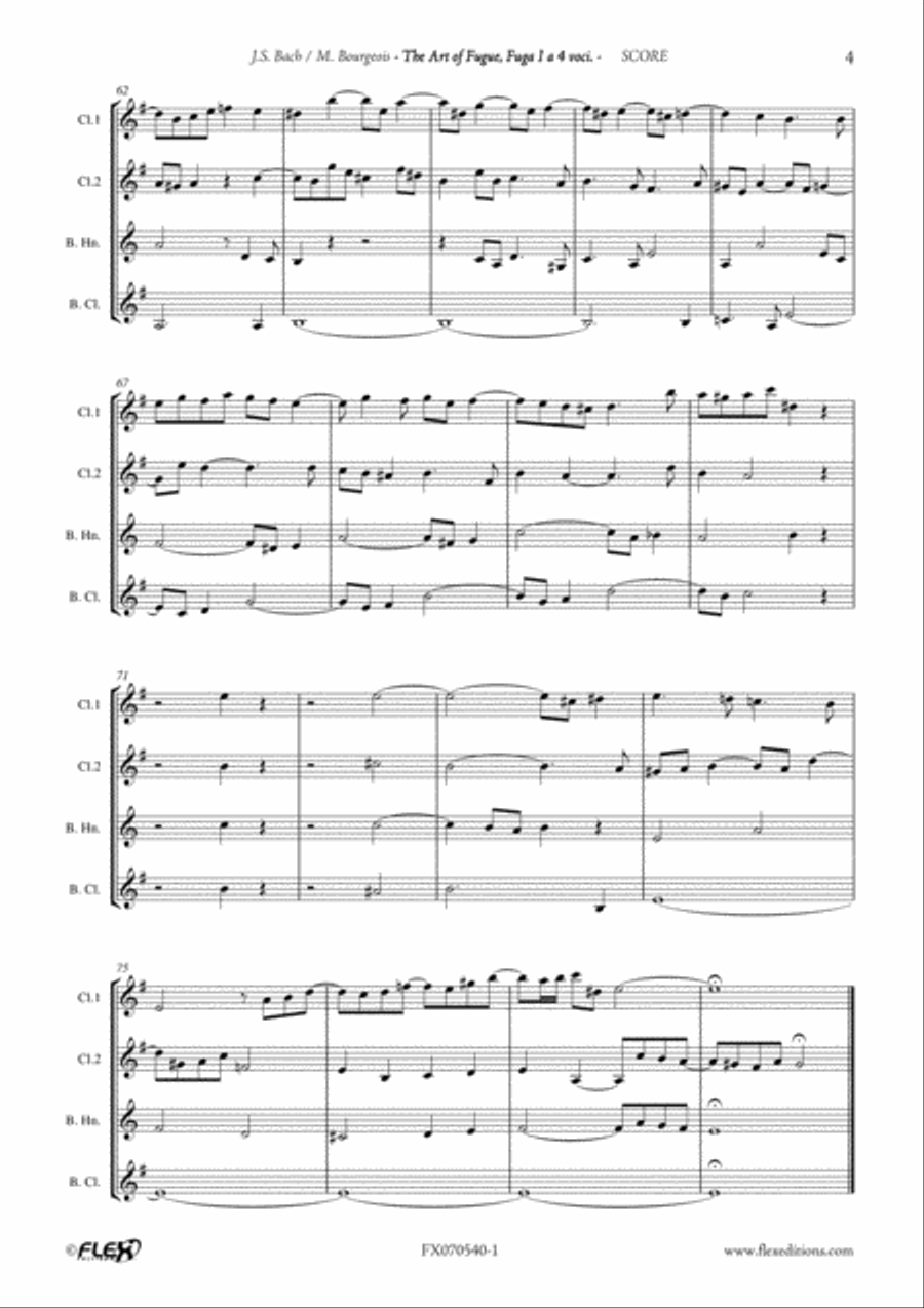 The Art of Fugue BWV1080 - Fuga I Clarinet Quartet scores gallery preview page 5