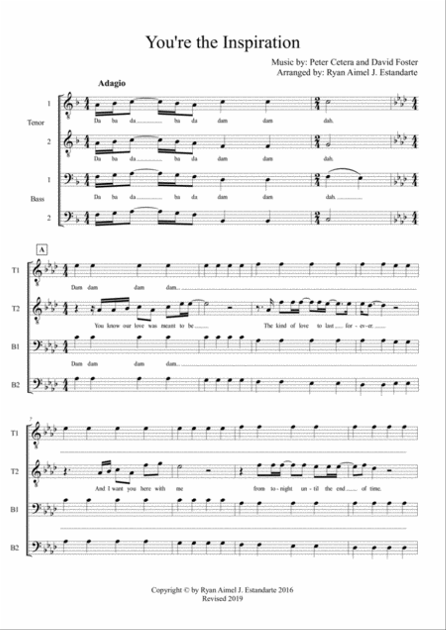 You're The Inspiration You're The Inspiration TTBB scores gallery preview page 1