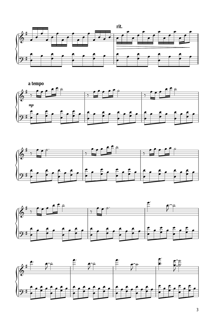 Comptine D'un Autre Ete (from Amelie) Piano Solo scores gallery preview page 3