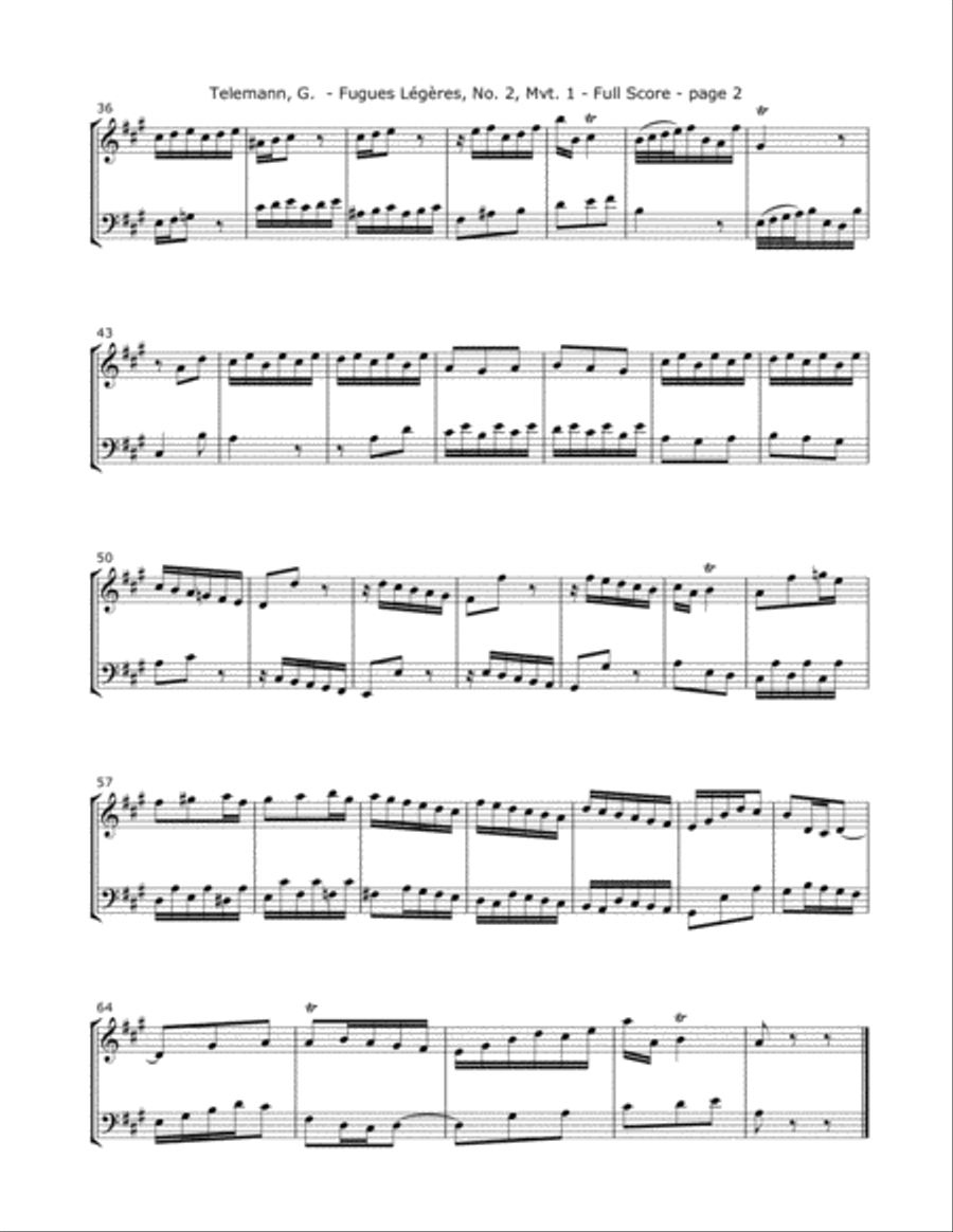 Telemann, G. - Fugues Legeres for Violin and Cello String Duet scores gallery preview page 2