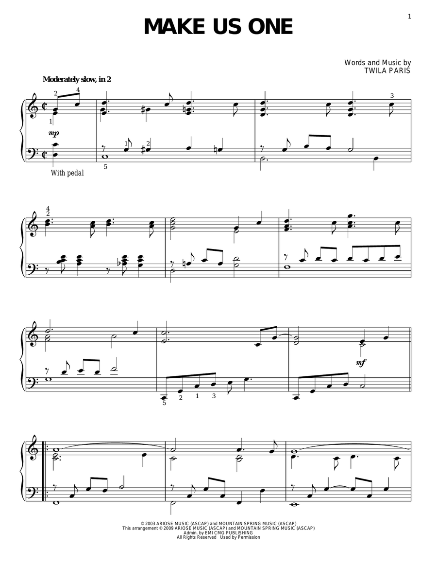 Make Us One Piano Solo scores gallery preview page 1