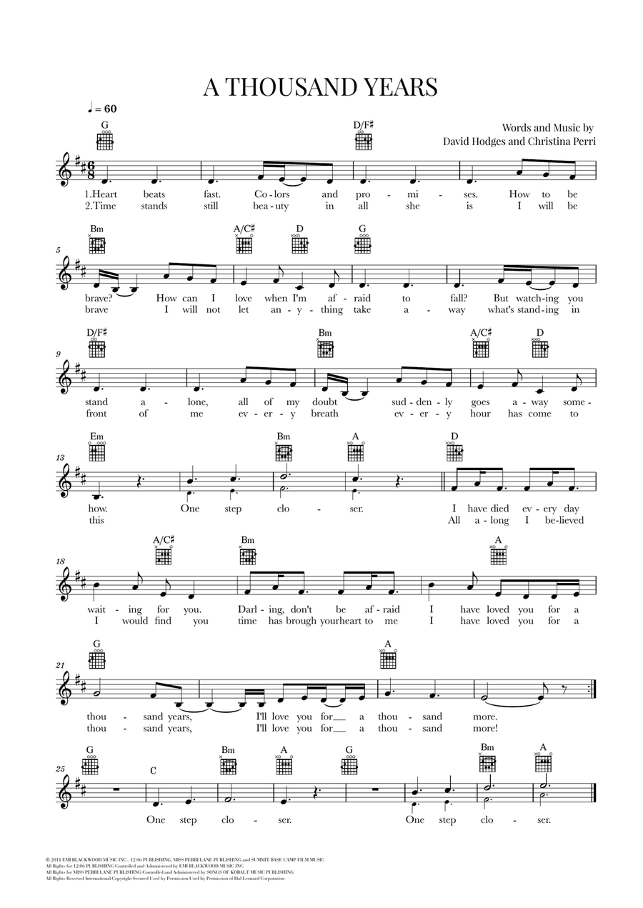 A Thousand Years Acoustic Guitar scores gallery preview page 1