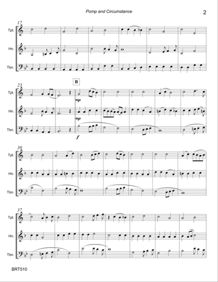 POMP & CIRCUMSTANCE - unaccompanied BRASS TRIO Brass Trio scores gallery preview page 2