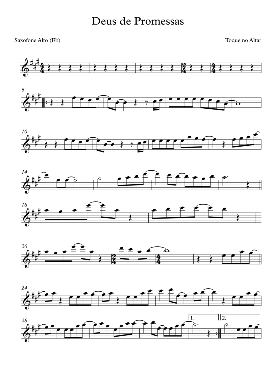 DEUS DE PROMESSAS Alto Saxophone scores gallery preview page 1