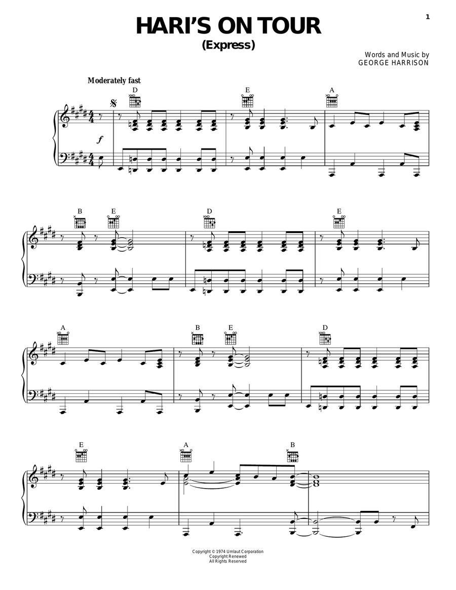Hari's On Tour (Express) Piano Solo scores gallery preview page 1