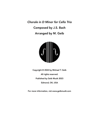 Chorale in D Minor for Cello Trio