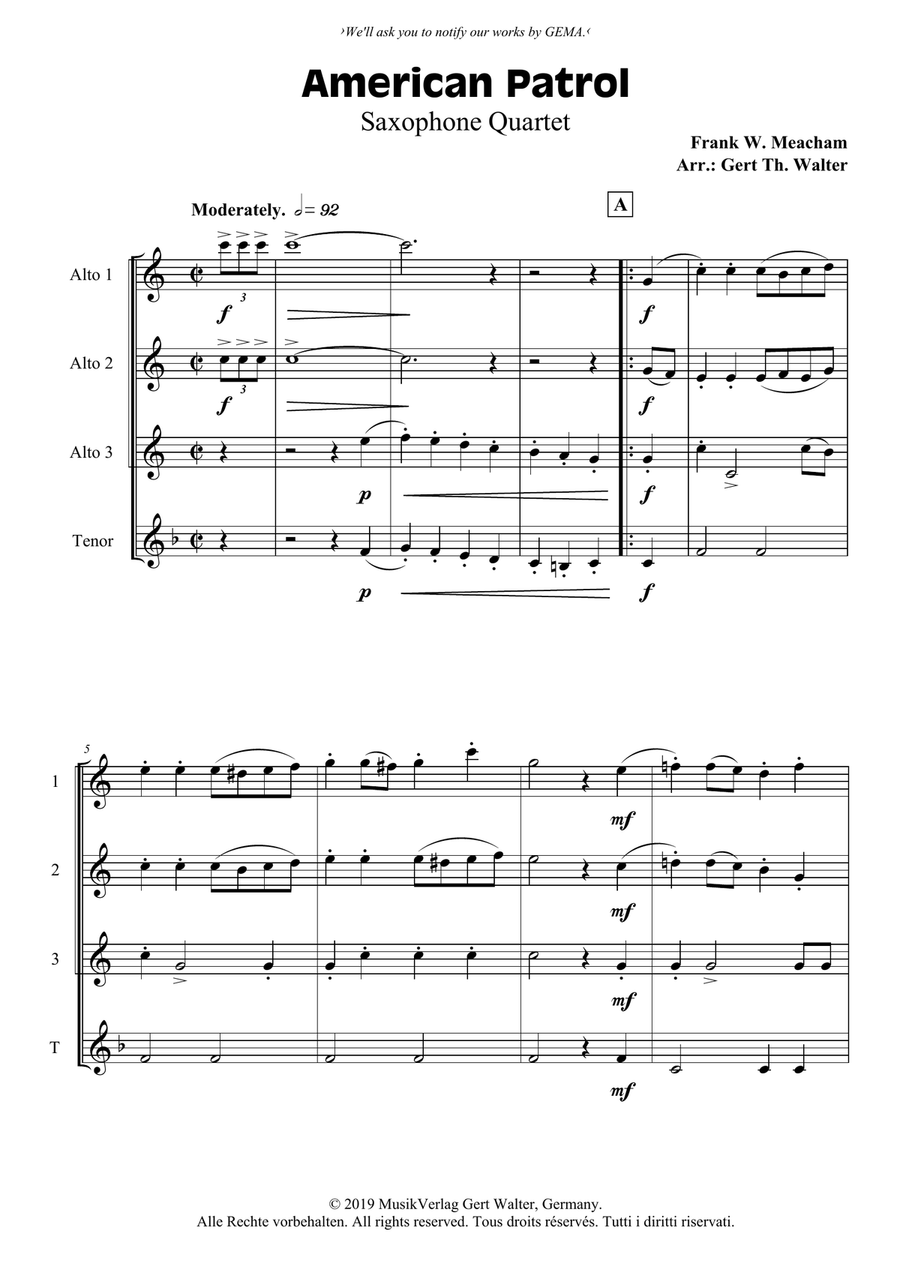 American Patrol Woodwind Duet scores gallery preview page 1