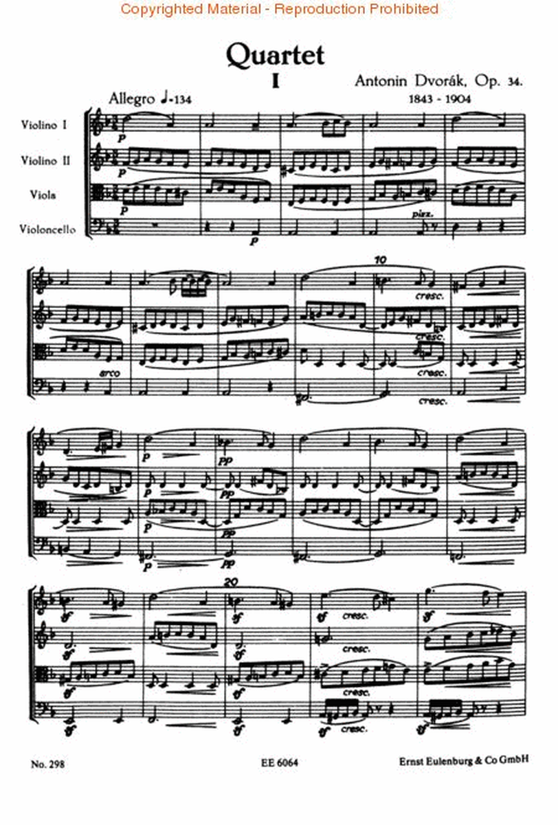Stringquartet D minor op. 34 B 75