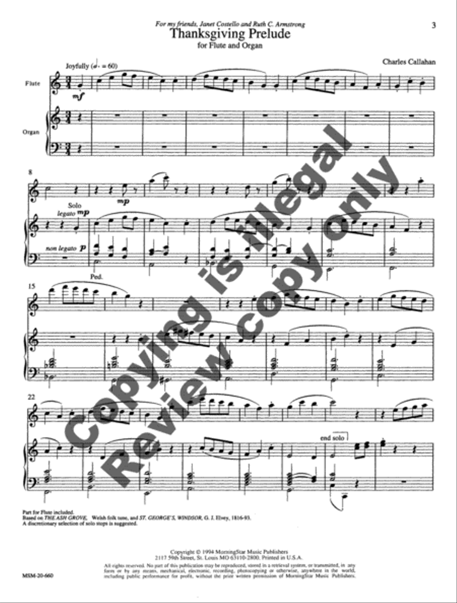 A Thanksgiving Prelude for Flute and Organ Flute Solo scores gallery preview page 7