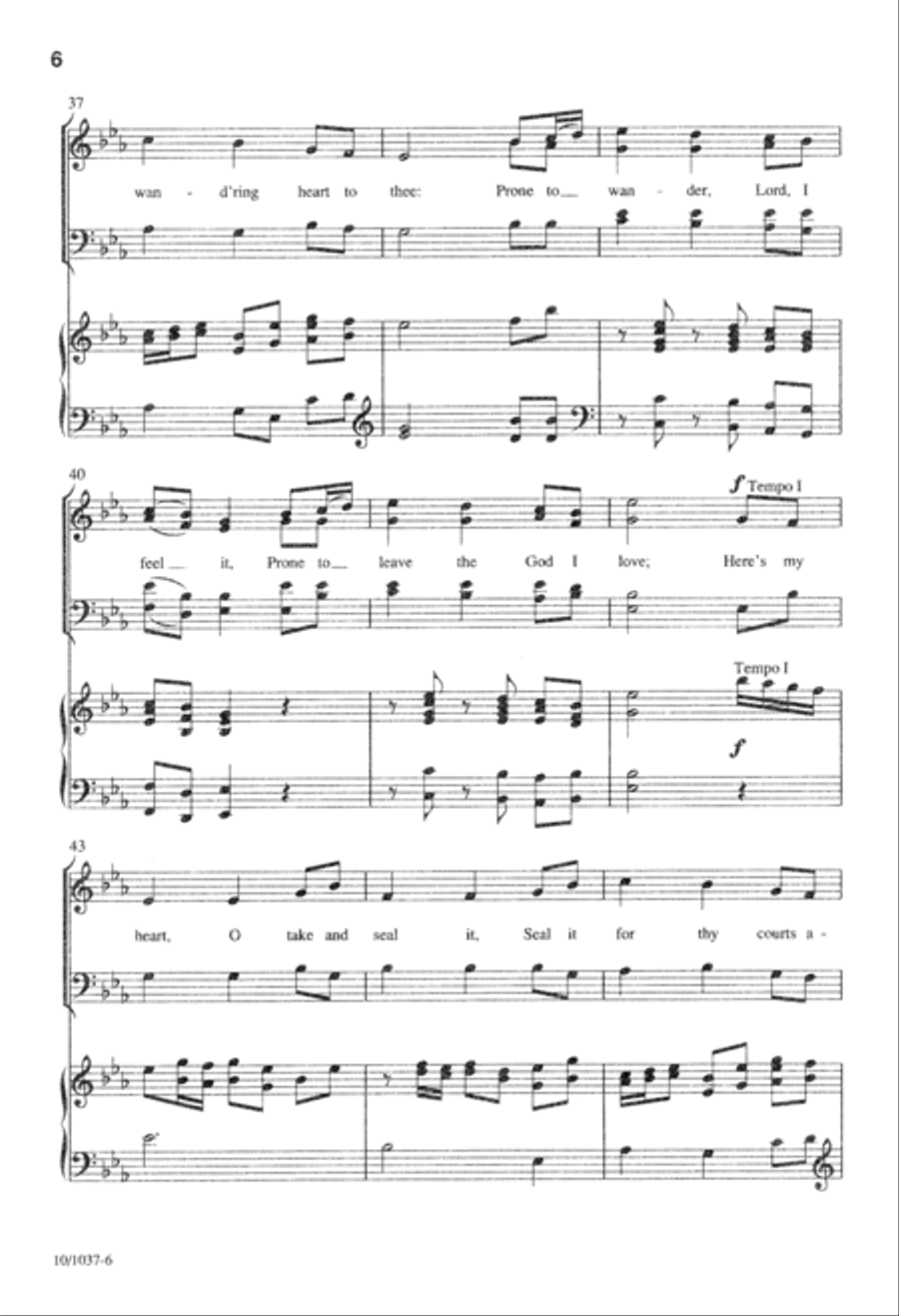 Come Thou Fount of Every Blessing 4-Part scores gallery preview page 6