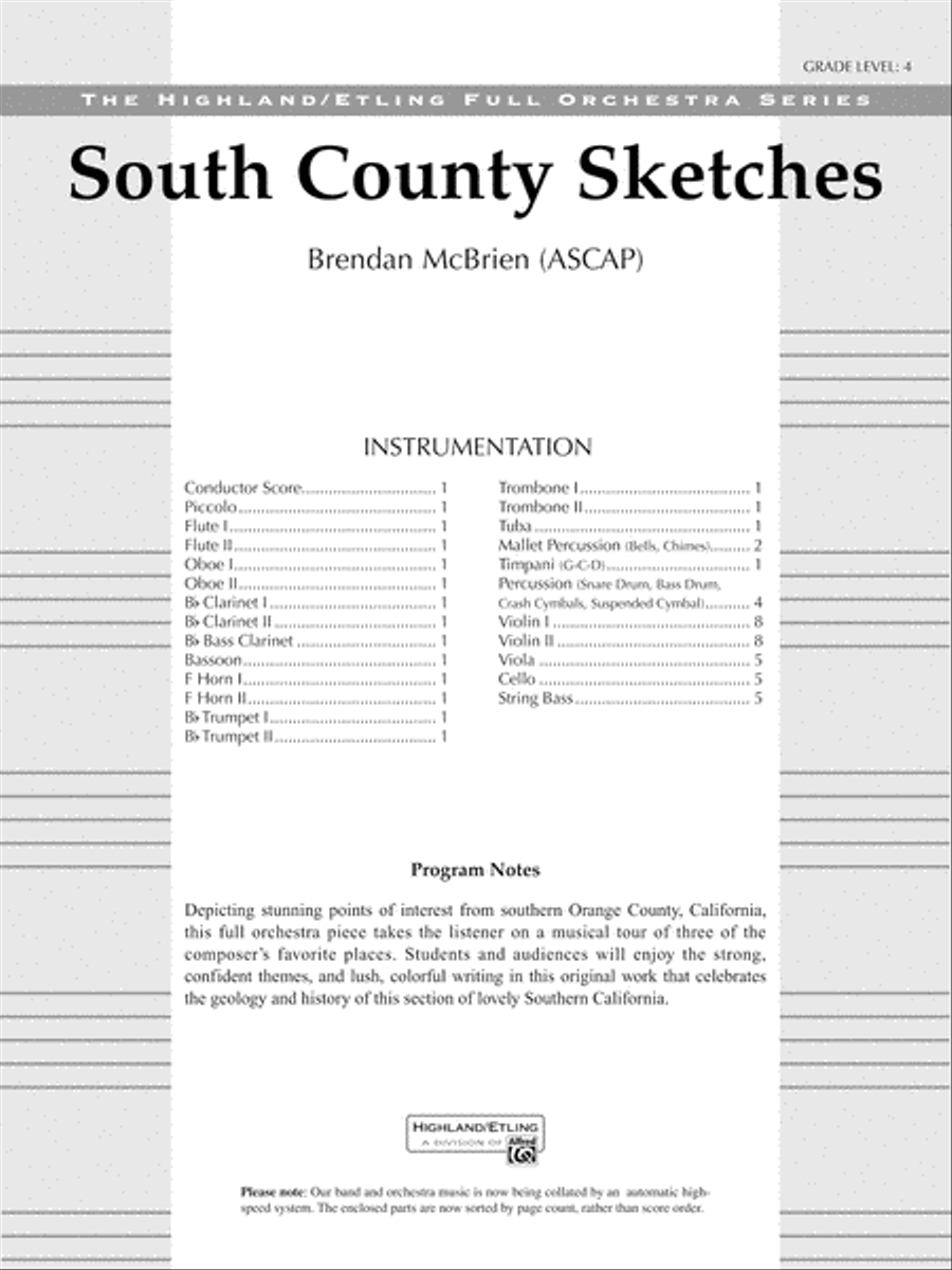 South County Sketches: Score Full Orchestra scores gallery preview page 1