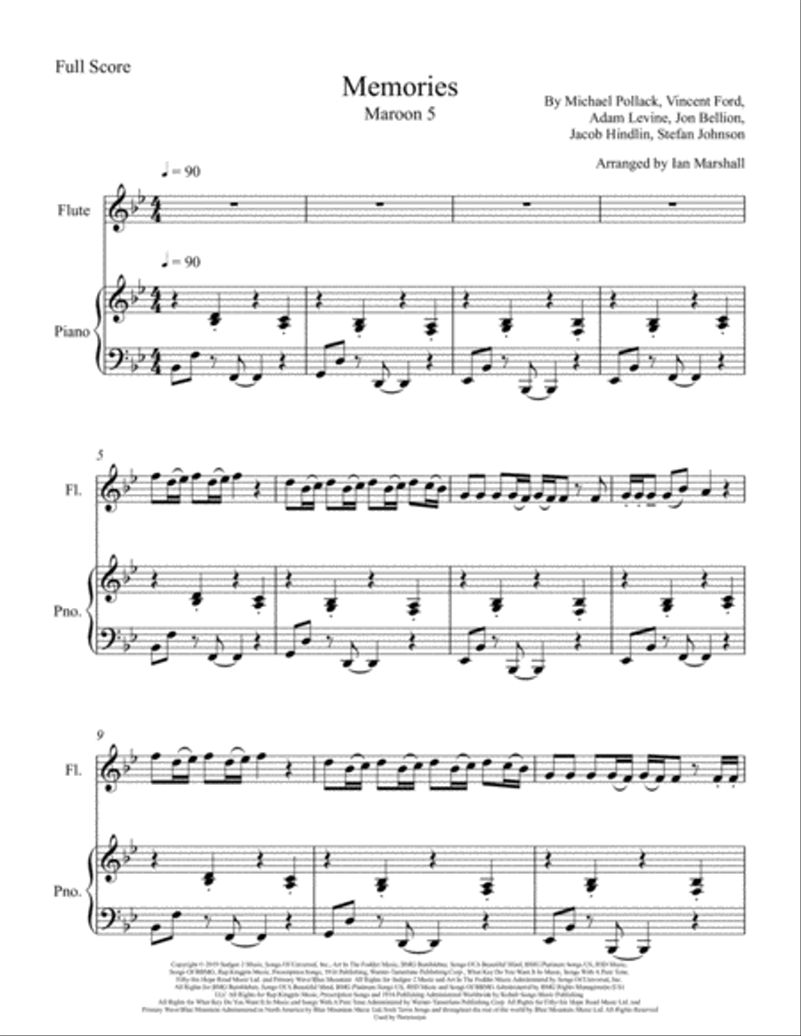Memories Flute Solo scores gallery preview page 3