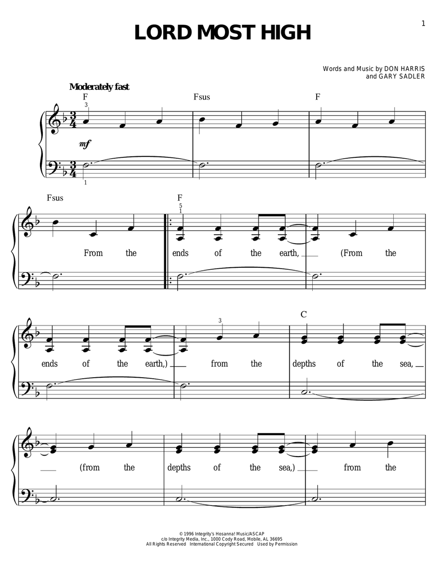 Lord Most High Lord Most High Easy Piano scores gallery preview page 1