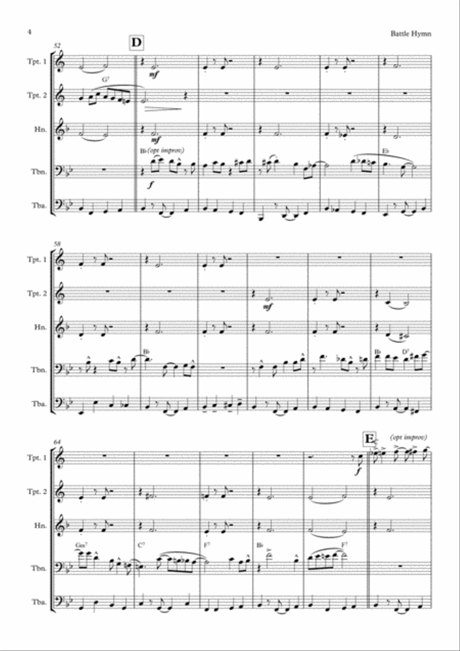 Battle Hymn Of The Republic Brass Quintet Brass Quintet scores gallery preview page 5