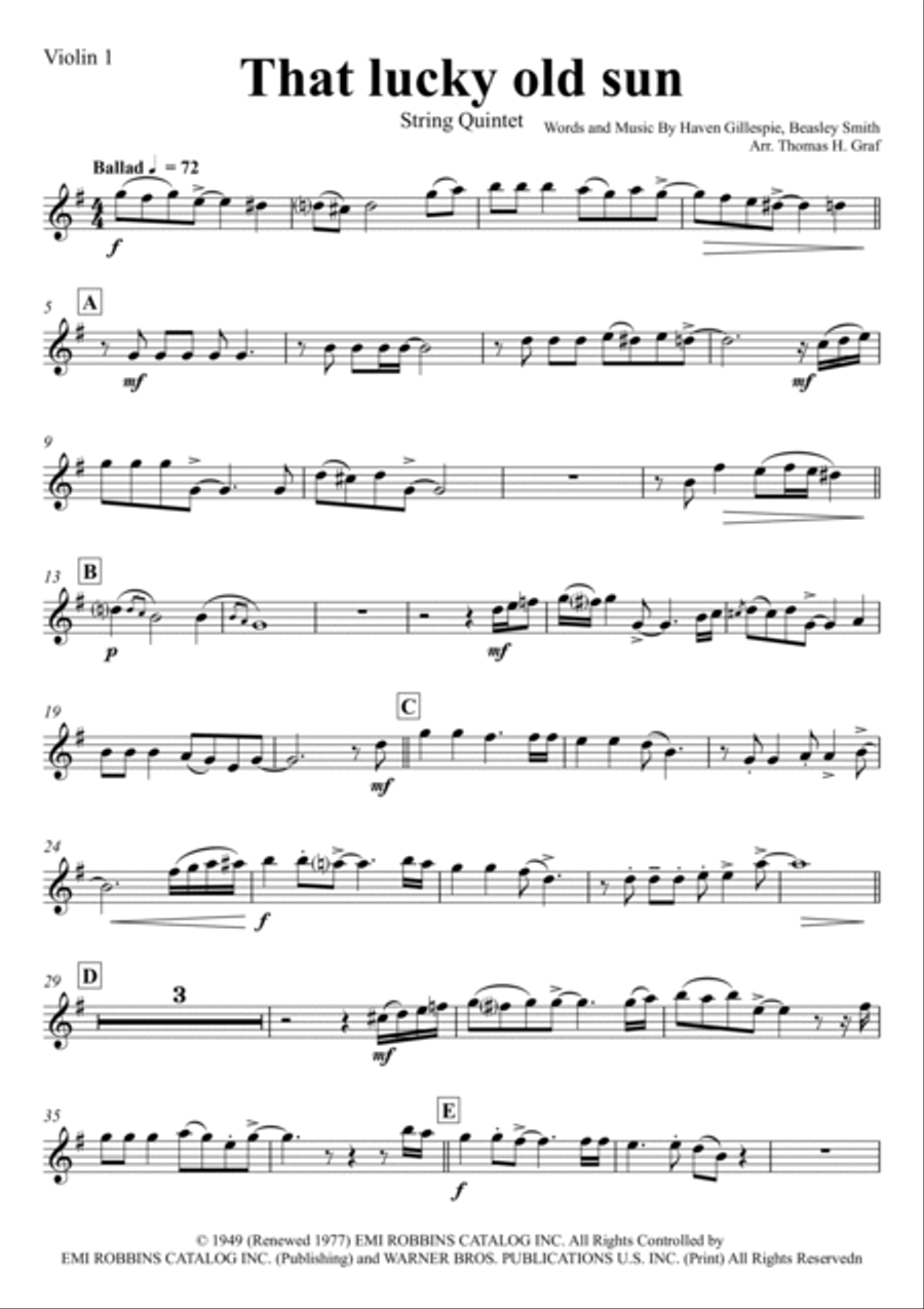 That Lucky Old Sun String Quintet scores gallery preview page 3