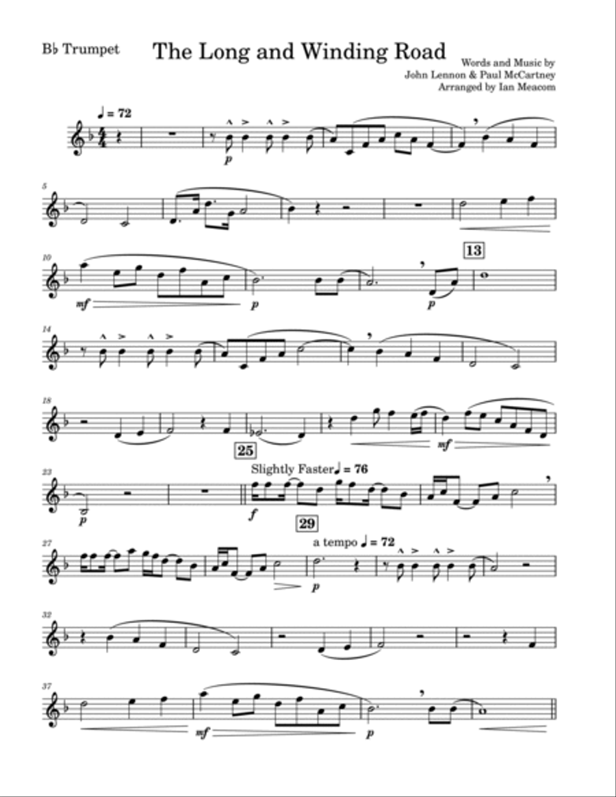 The Long And Winding Road Brass Quartet scores gallery preview page 5