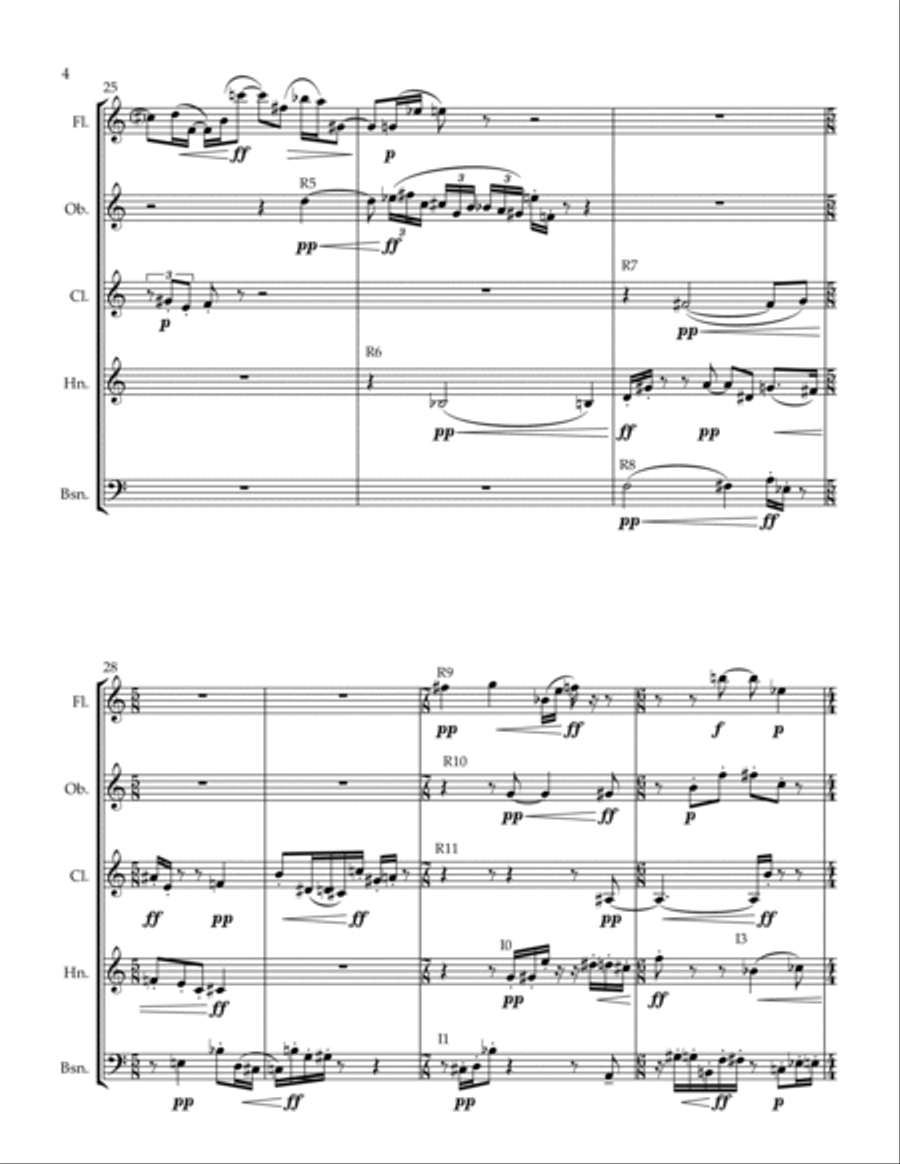 Serialism composition Woodwind Quintet scores gallery preview page 4