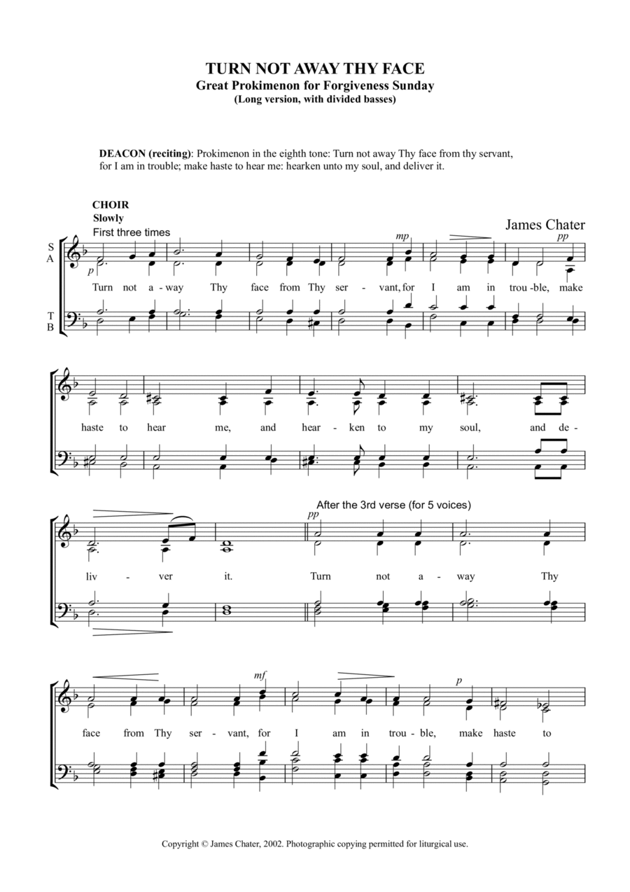 Turn not away Thy face A Cappella scores gallery preview page 1