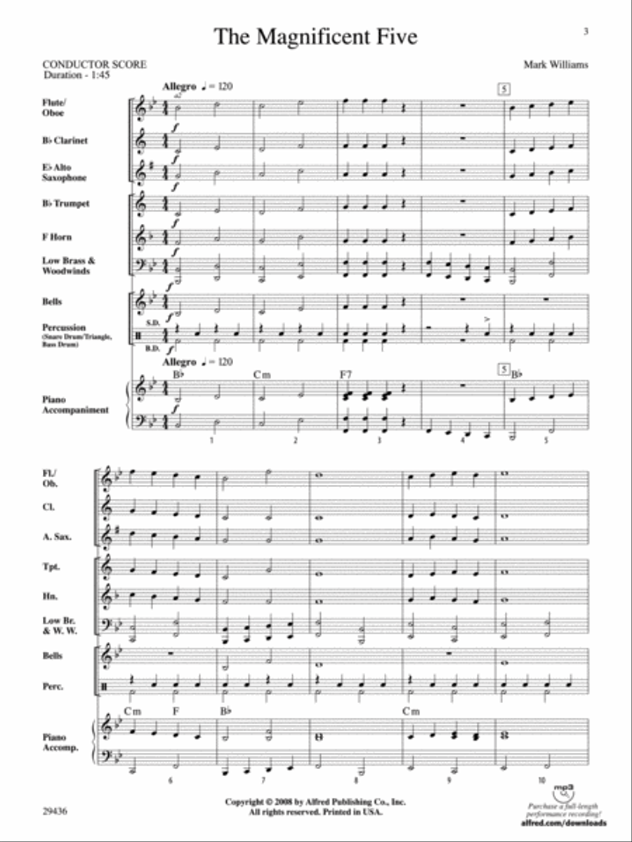 The Magnificent Five The Magnificent Five Concert Band scores gallery preview page 2
