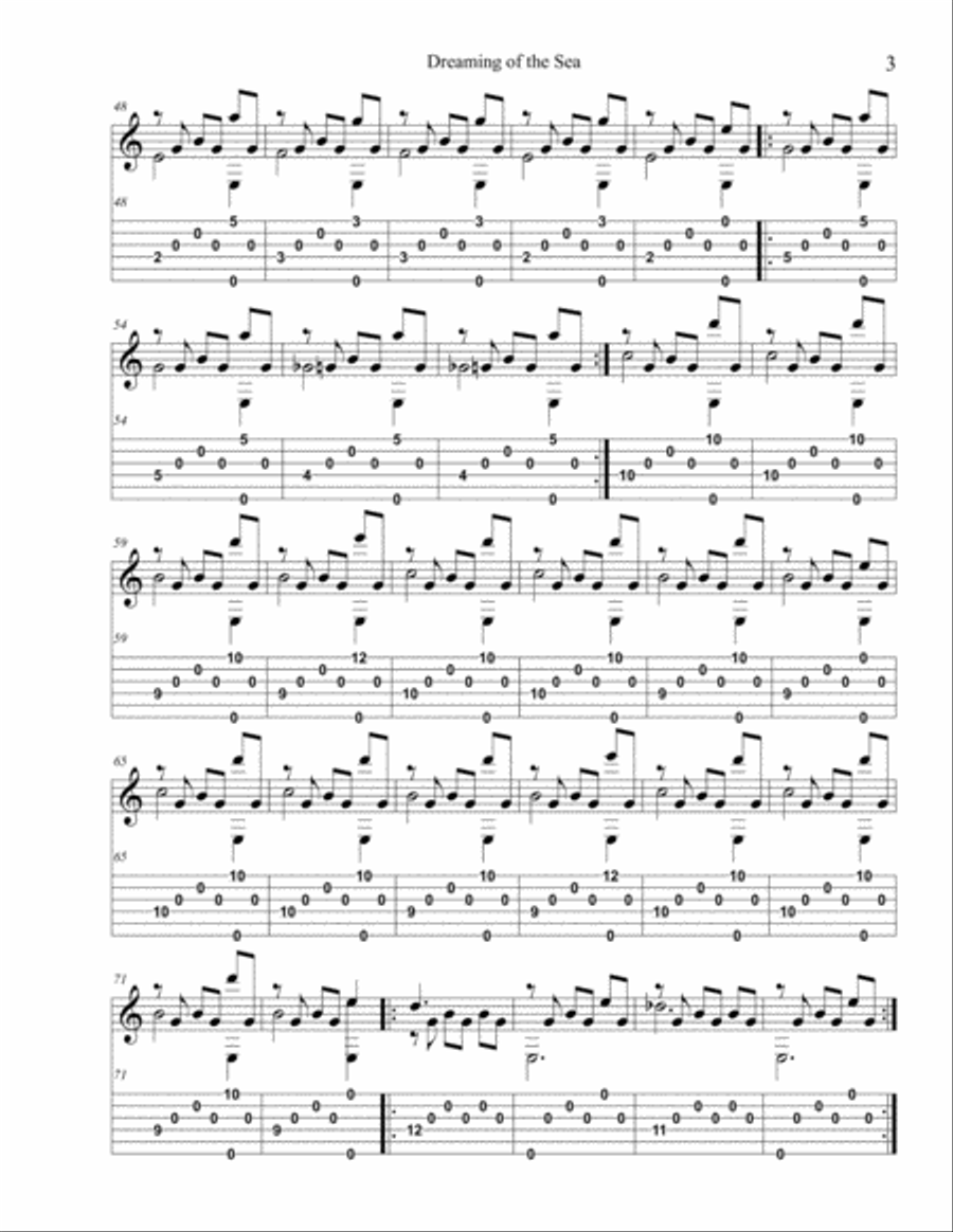 Dreaming of the Sea Classical Guitar scores gallery preview page 3