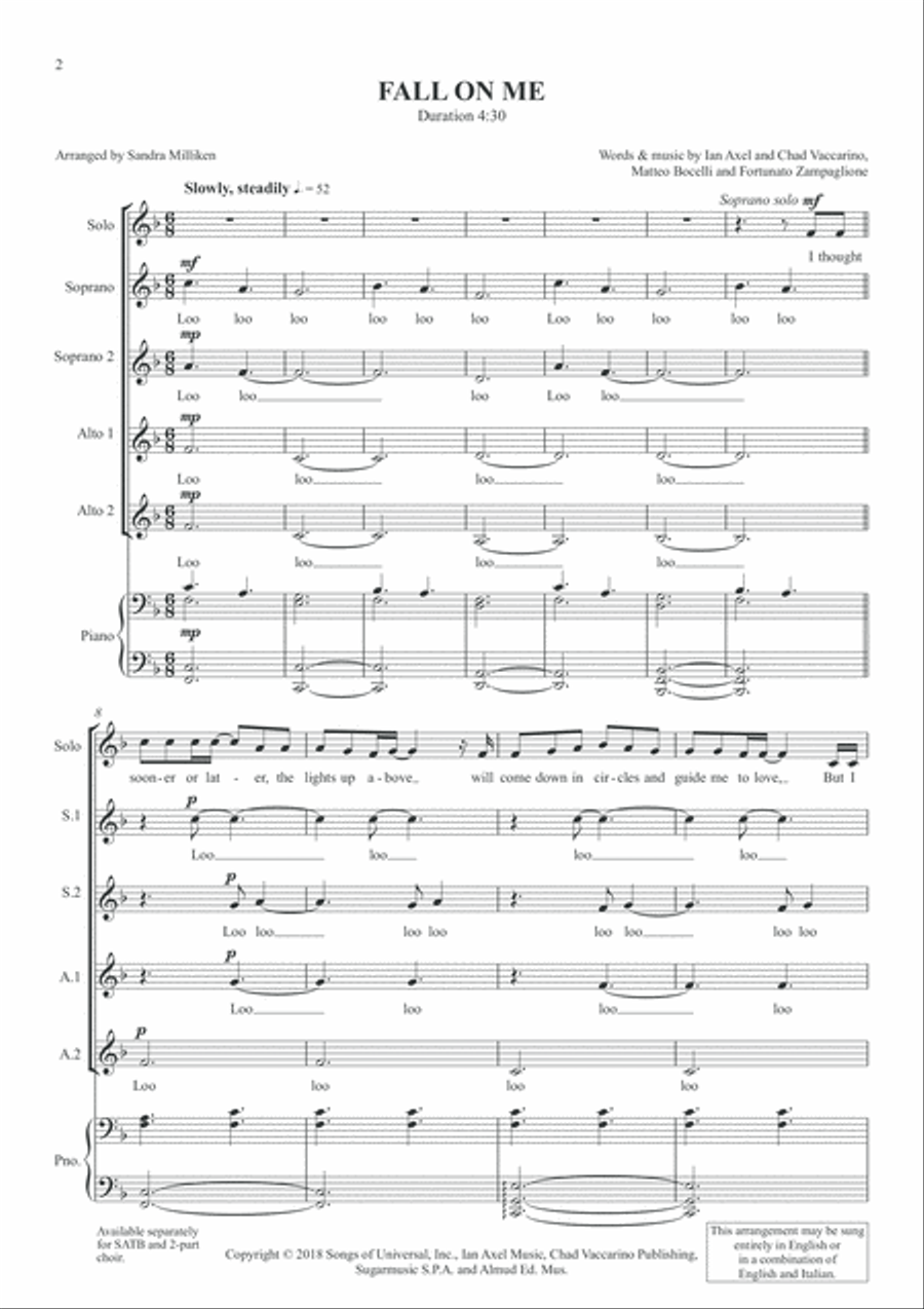 Fall On Me SSAA scores gallery preview page 2