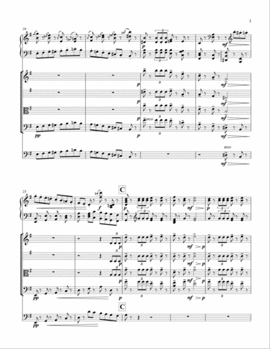 Nutcracker Ballet - March for Strings and Piano - Score only Piano Quintet scores gallery preview page 3