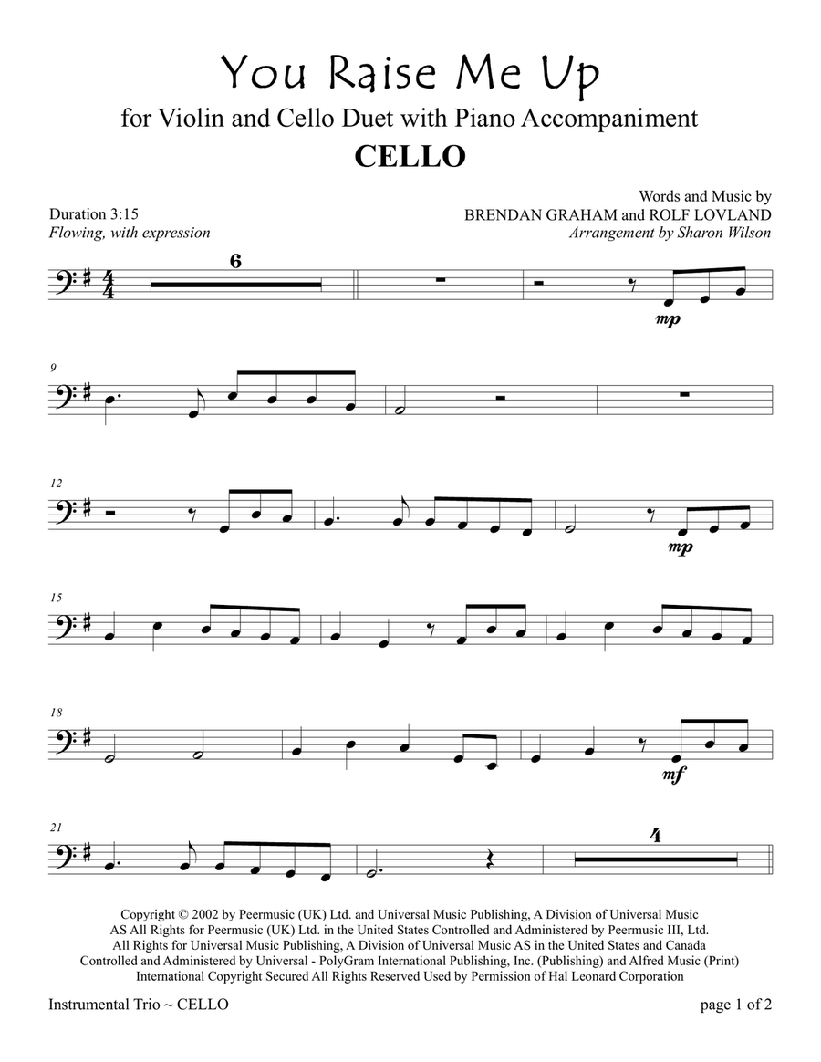 You Raise Me Up Piano Trio scores gallery preview page 1