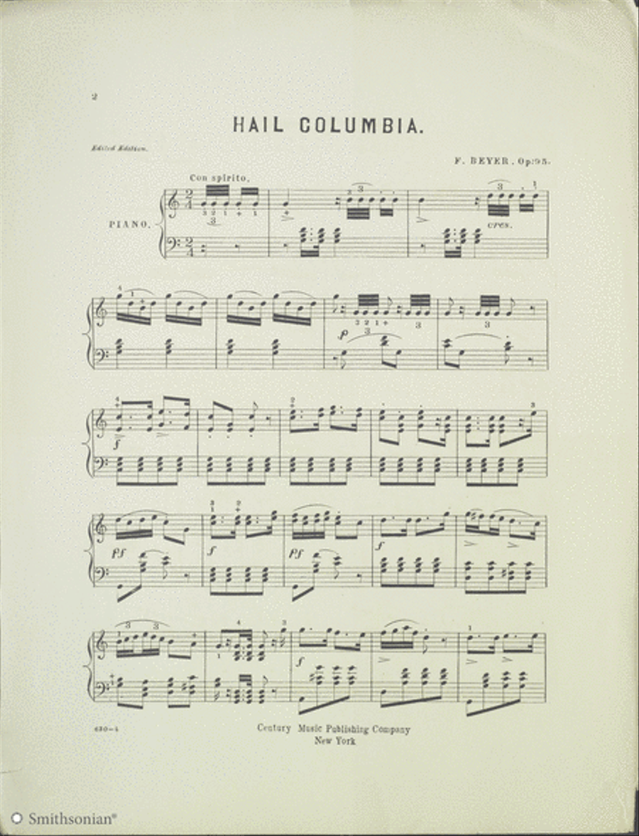 Salon Compositions for the Pianoforte: Hail Columbia Piano Solo scores gallery preview page 2