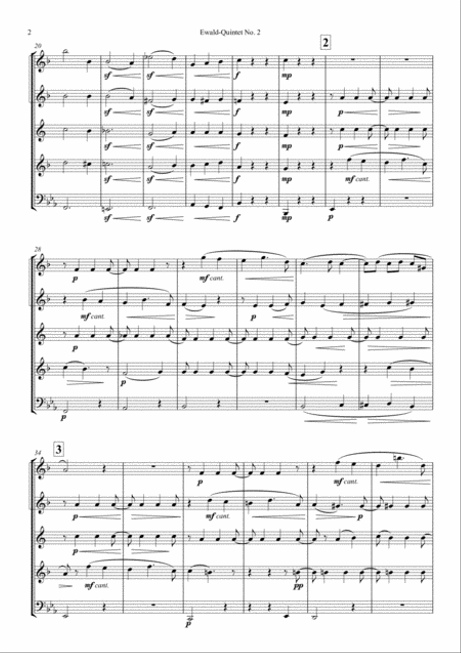 Ewald: Quintet No. 2 for Brass Instruments Brass Ensemble scores gallery preview page 4